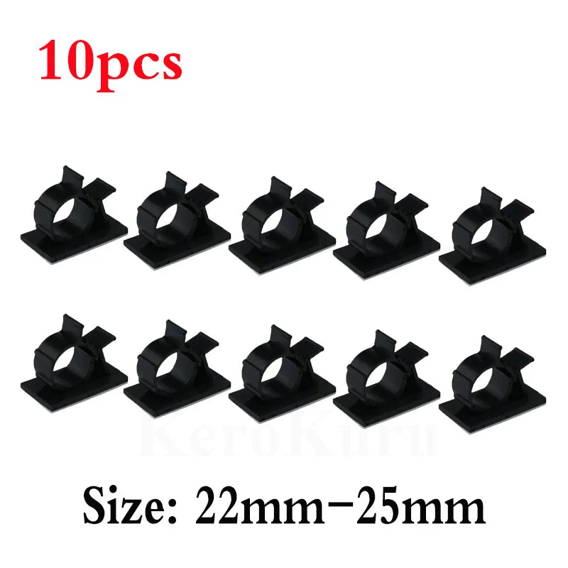 10pcs Adhesive Cable Organizer Clips Table Cable Management Adjustable Cord Holder For Car PC TV Charging Wire Bobbin Winder