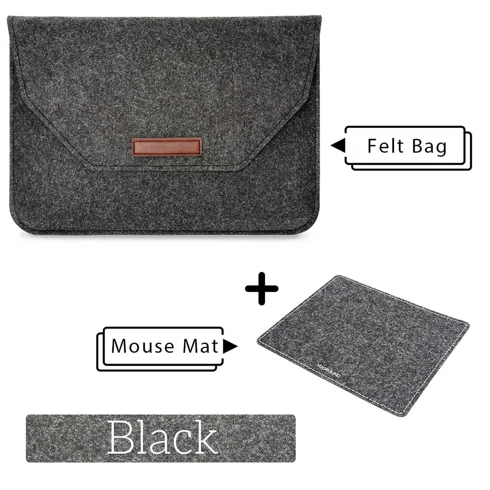 Wool Felt Laptop Bags Sleeve Cover 11" 13 15.6 inch For Macbook Air Pro Case For Notebook With Mousepad Or Power Mini-Pack Gift
