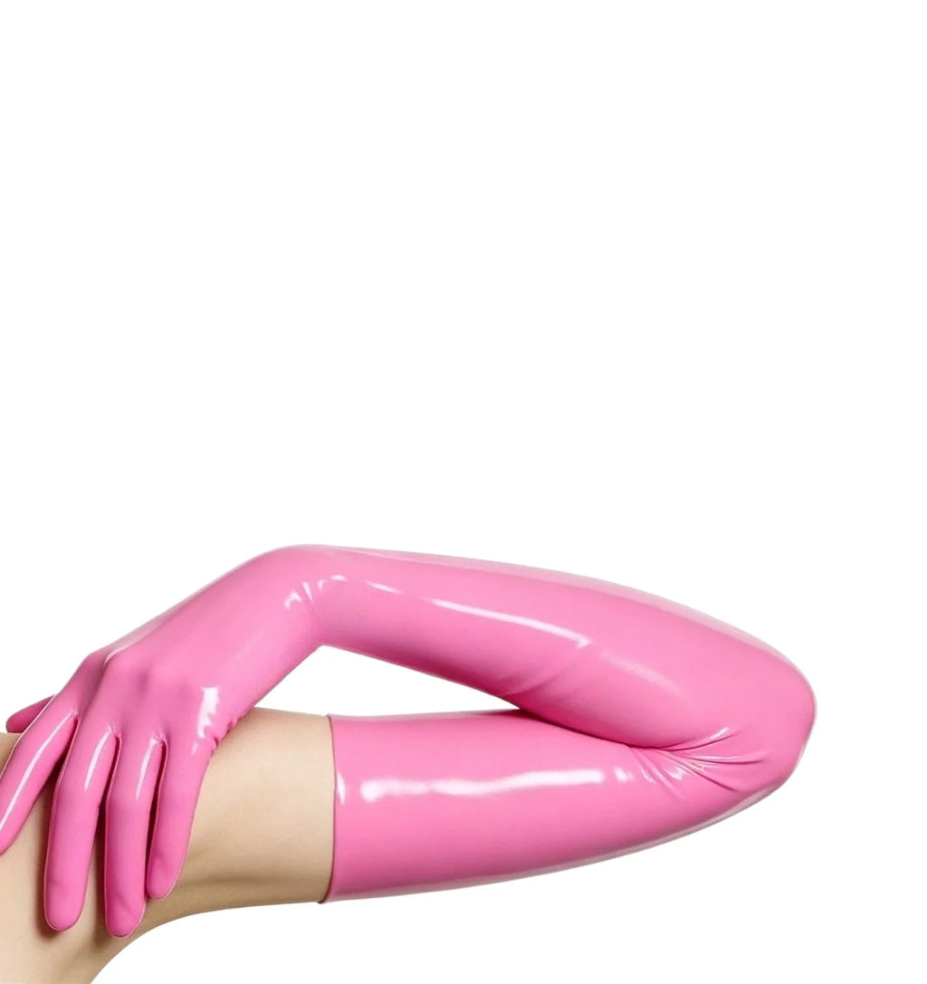 Pink Long Latex Gloves for Women & Men Natural Rubber Gloves Cosplay Costume Party Club wear