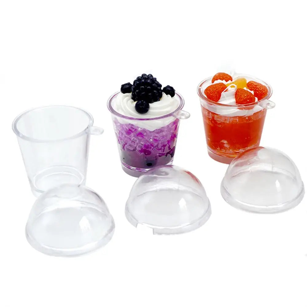 10Pcs Disposable Miniature Frappuccino Cup Home & Kitchen Ice Cream Cups Cover Lid Cake Decorating Plastic Baking Pastry Tools