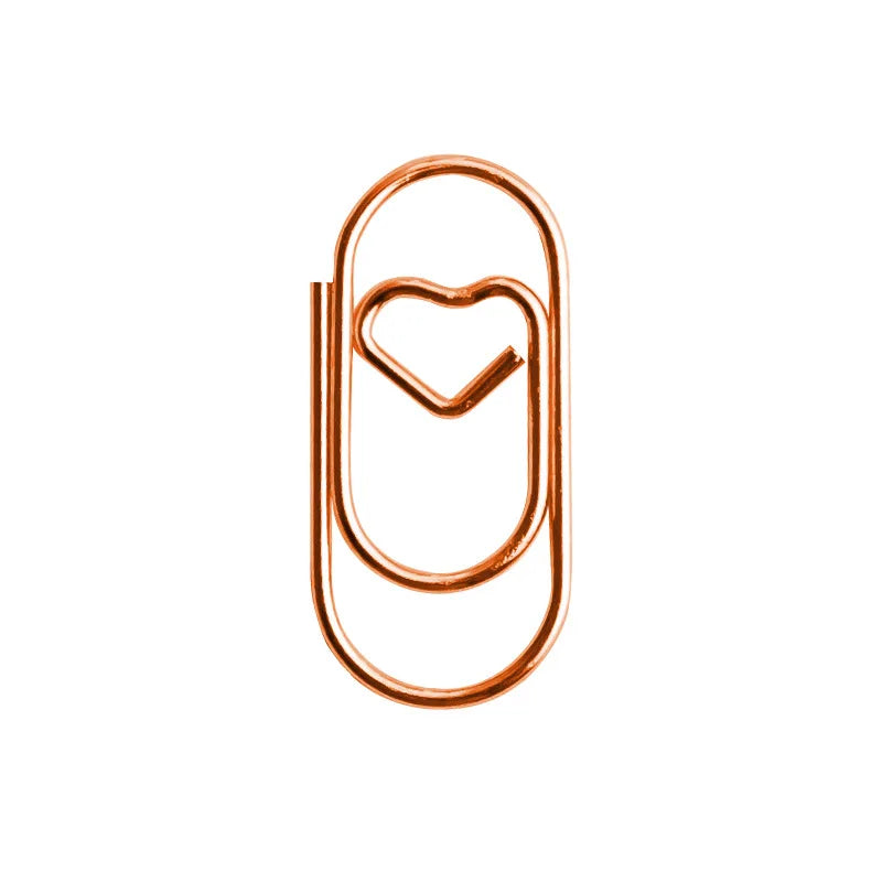 50pcs Metal Macaron Love Heart Paper Clips Gold Rose Gold Mini Bookmark Ticket Photo Binder Clips Patchwork Clip Office Supplies