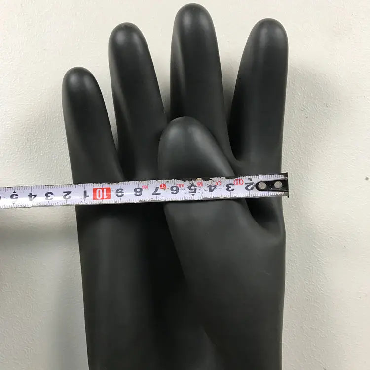 Acid and alkali resistant black lengthened anti-corrosion waterproof industrial latex thickened rubber gloves
