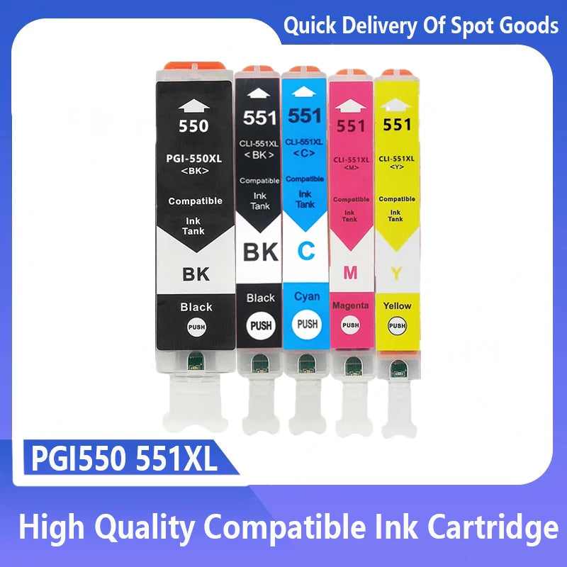 PGI550 CLI551 Compatible Ink Cartridges PGI-550 CLI 551 PGI-550 CLI-551 For Canon MG6350 MG7150 IP8750 Ip7250 Printers