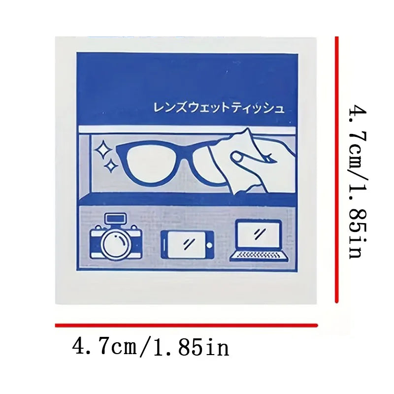 100PCS Disposable Eyeglass Cleaning Wipes - Individually Packaged, Suitable for Eyeglasses, Smartphones, Tablet Screens