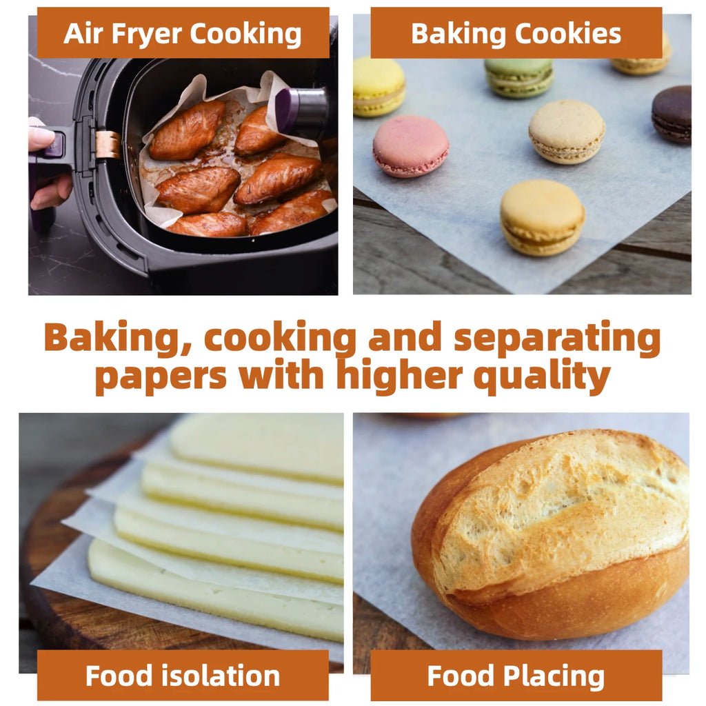 Parchment Paper Baking Paper 4"6"8"9"10"12" Precut Non-Stick Grilling Food Packaging Oven Air Fryer Steaming Bread Cake Cookie