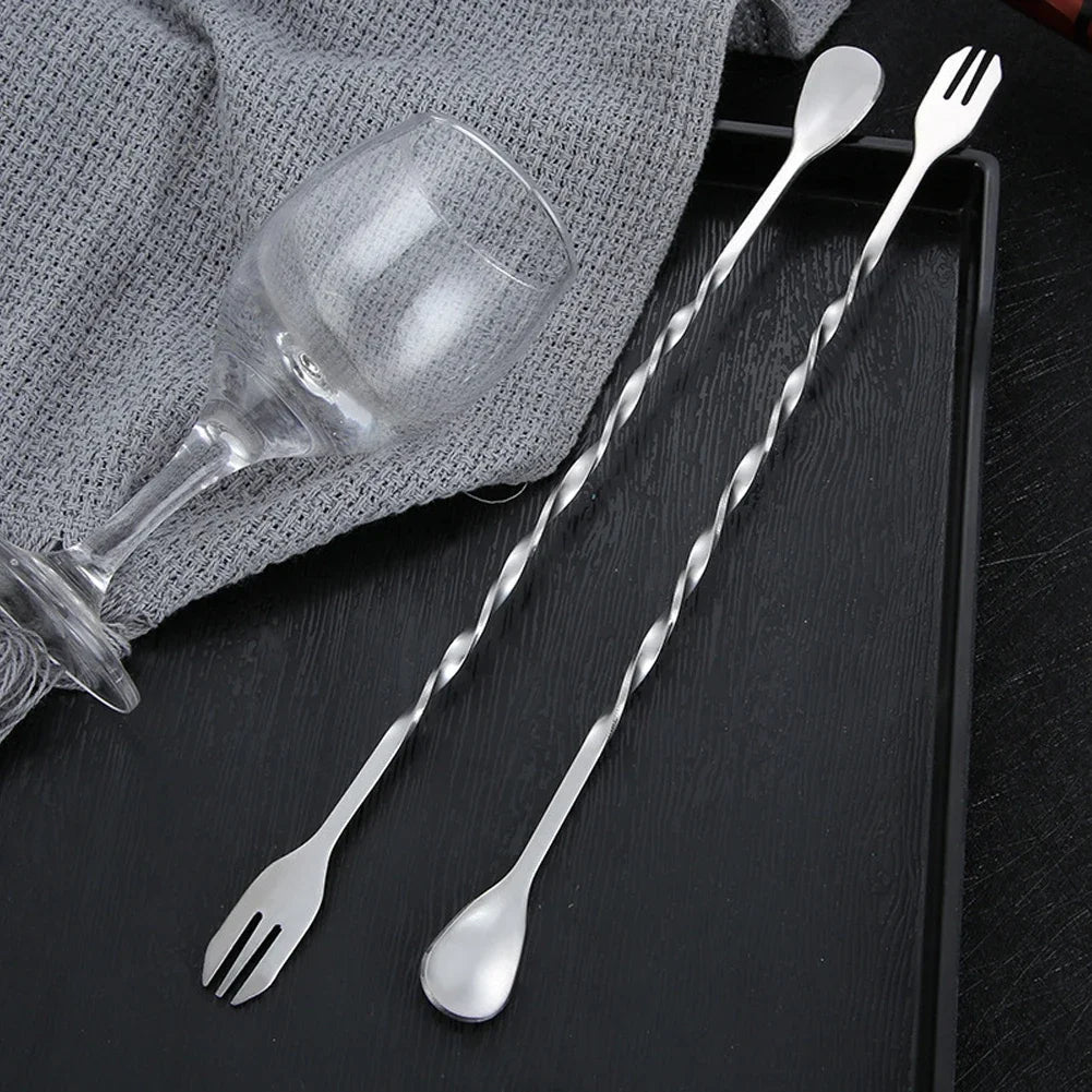 Stainless Steel Threaded Bar Spoon Swizzle Stick Coffee Cocktail Mojito Wine Spoons Barware Bartender Tools Accessories