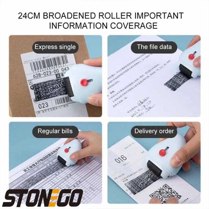 2 in 1 Reusable Box Opener Roller Identity Theft Protection Stamp for Identity Privacy Confidential Data Protection Rolling Stam