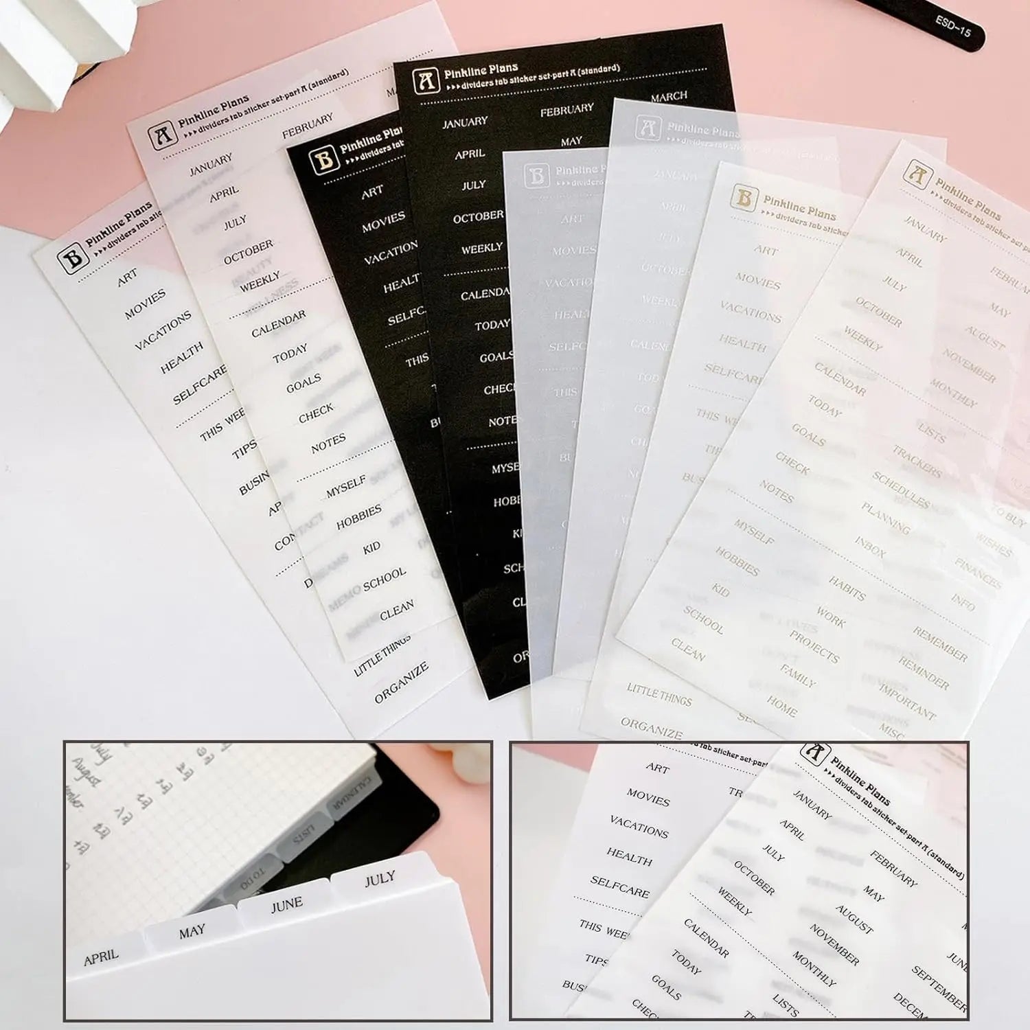A5/A6 6 Sheets Binder Paper Dividers Page Dividers Notebook Dividers Binder Tabs Dividers Plastic Tabs Dividers Tabs for Binder