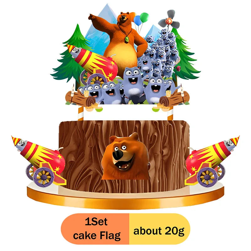 Grizzly and The Lemmings Cartoon Party Supplies Disposable Tableware Paper Plates for Birthday Shower Party Decoration Gifts
