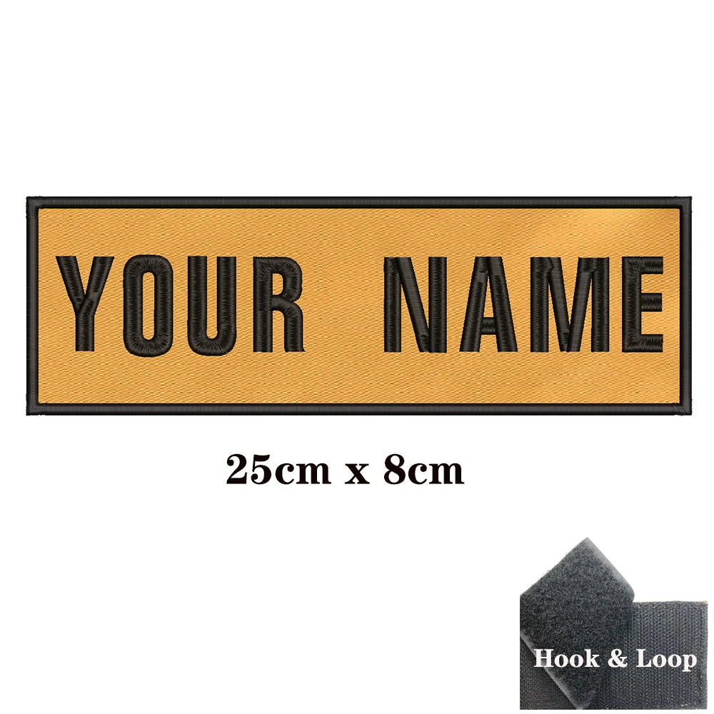 1PC Custom Personalized Name number Patch Stripes Badge tags chevrons Armband Iron On Or Hook Loop embroidered yellow
