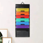 6 Layer Accordion File Folder Organizer Portable Hanging Wall Document Holder Office Classroom Home Storage Black