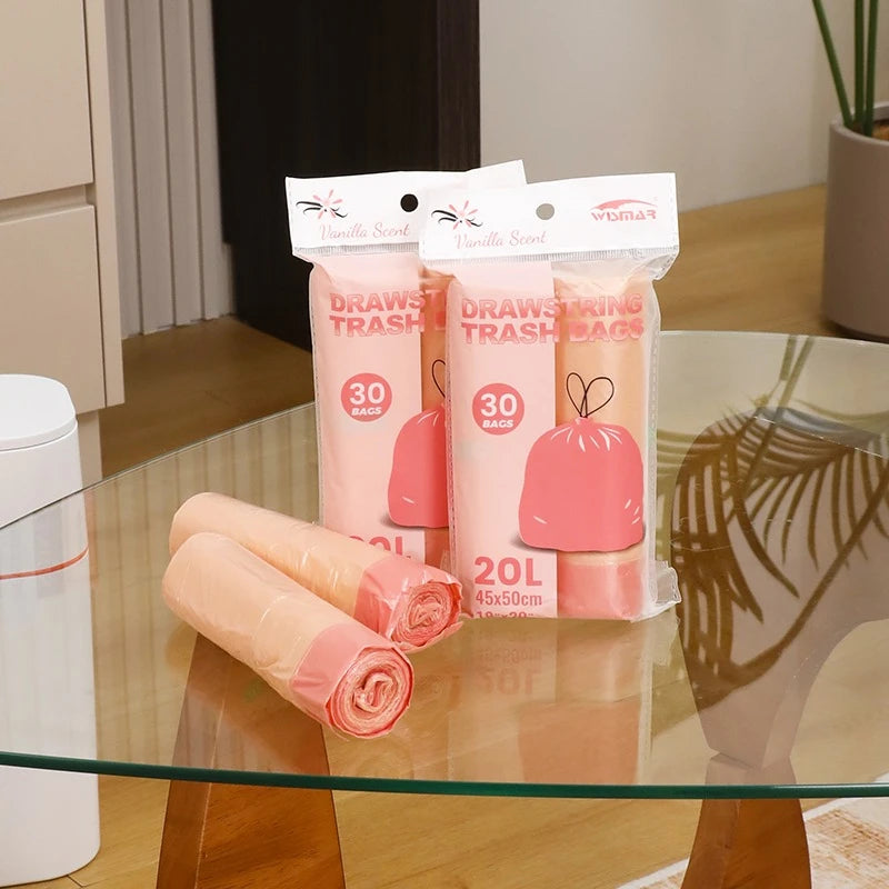 20L Scented Drawstring Trash Bags Floral Fragrance Rose Lavender Lemon Vanilla Heavy Duty Kitchen Bathroom Office Garbage Bags