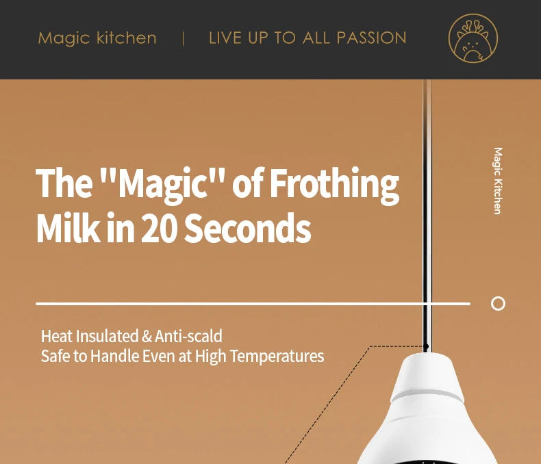 OANKR Rechargeable Milk Frother Handheld Coffee Electric Whisk Drink Foam Mixer Mini Hand Stirrer with 3 Speeds Adjustable Tool