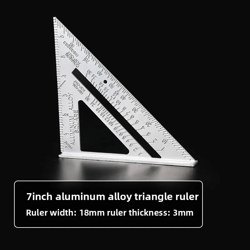 New Angle Ruler Square Woodworking Tools 1pcs 7Inch Triangle Ruler Measurement Tool Aluminium Alloy Carpenter Tools Inch Metric
