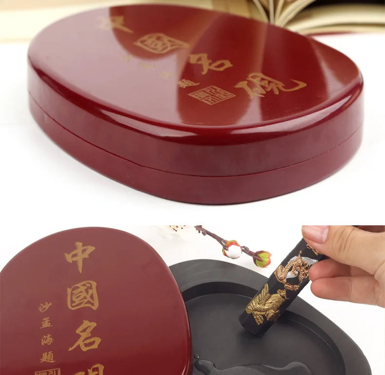 5-Inch Inkstone 6-inch 7-inch 8-inch Threaded Inkstone She Inkstone Rough Stone Brush Calligraphy Training Class Student Study