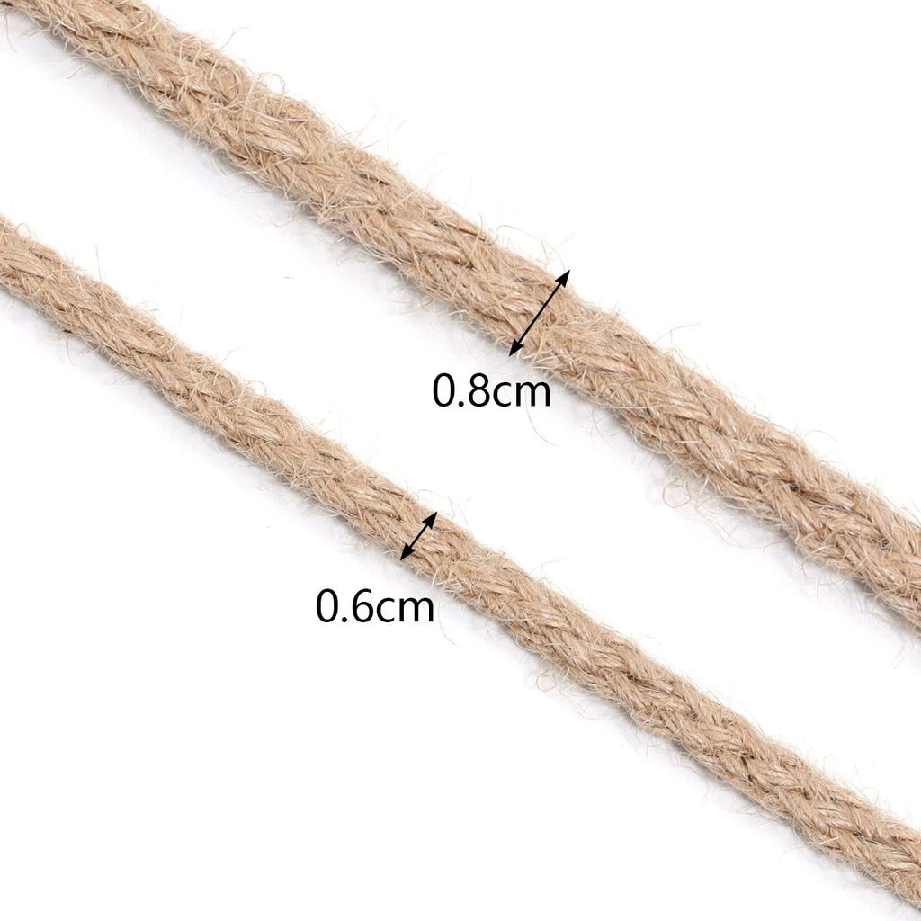 10yards/pack 6/8mm Natural Jute Rope Bold Eight Strand Twisted Cord Rope For Home Crafts Party DIY Clothing Gift Packing Decor