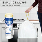 13 Gallon Trash Bag - Extra Large Garbage Bag - Home Kitchen Trash Can Liner - 10 Count