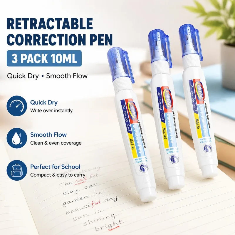 Quick Dry Correction Fluid White Out Liquid Eraser Portable Writing Error Covering Liquid Student Stationery Office Document