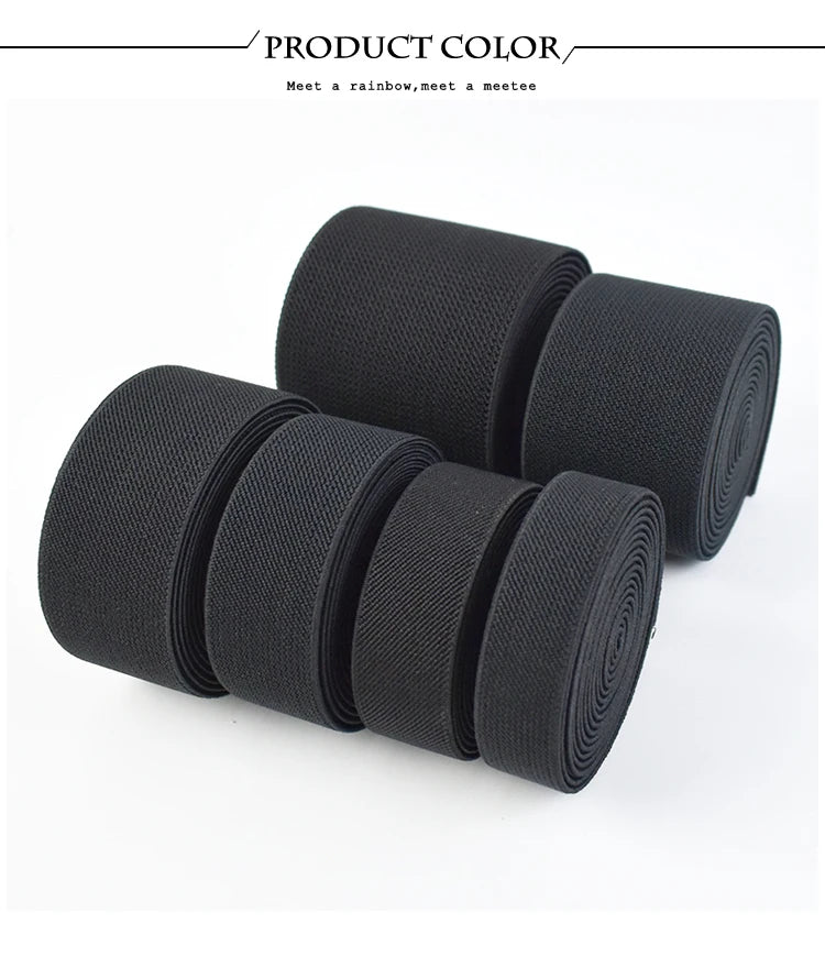1/2/3/5M 10-80mm Black Elastic Band Nylon Rubber Bands At The Meter Apparel Sewing Bungee Cord Belt Spring Webbing Tape Supplies
