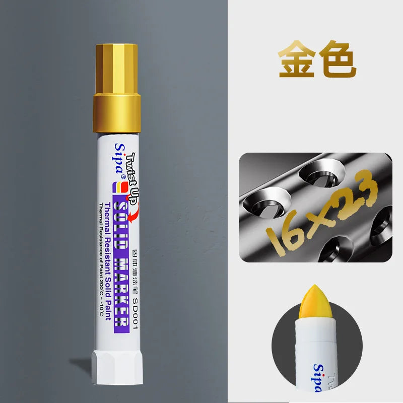 Solid Paint Marker Oil-based Ink Waterproof High Temperature Resistant for Writing Marks on Metal Wood Plastic Glass Stone