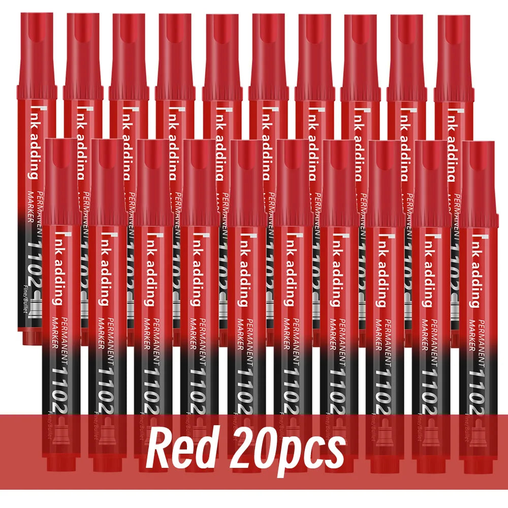 1/10/20pcs 2mm Red Blue Ink Black Permanent Marker Pens, Fine Tip, Waterproof, Quick Drying Drawing Pens Wood Stone Metal Glass