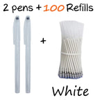 102Pcs/Set High Temperature Disappearing Erasable Gel Pen Refill Textile Fabric Marker Pens Heat Dressmaking PU Leather Sewing