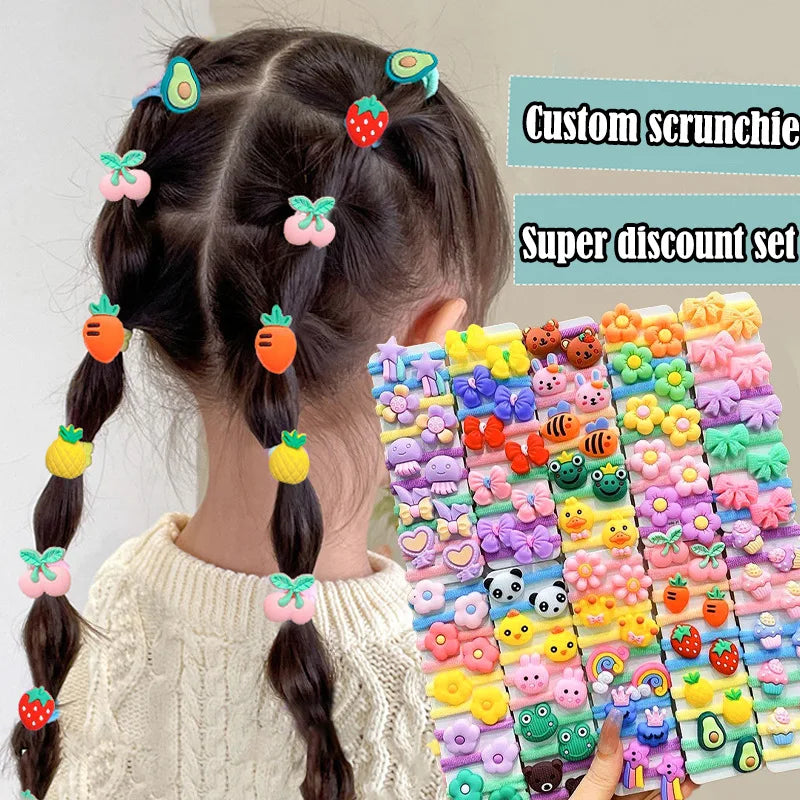 20-50 Pieces/Set Rubber Band for Children Cartoon Hair Band New Sweet Baby Hair Rope Hair Accessories No packaging