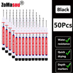 1-90Pcs Waterproof White Long Head Markers Pen 2cm Woodworking Deep Hole Marker Pens Metal Carpenter Black/Red/Blue/Green Ink