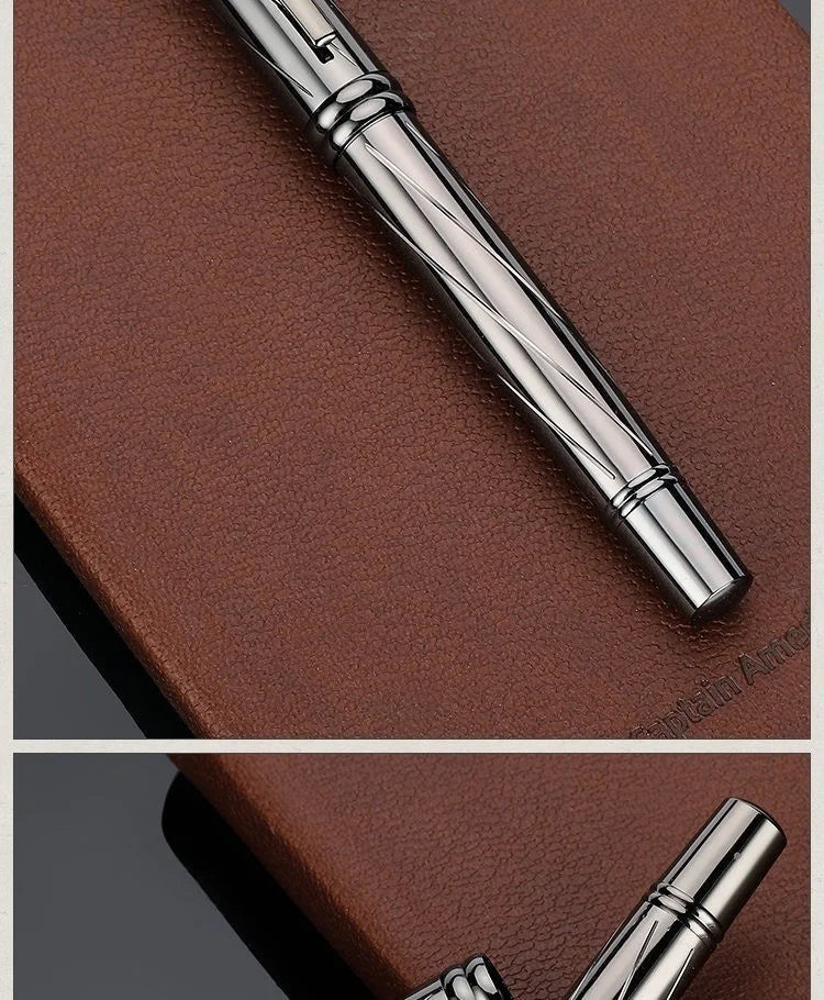 1 PC High Quality Luxury Full Metal Ballpoint Pen Silver Plating Ball Pens Business Writing Signing School Office Supplies 03733