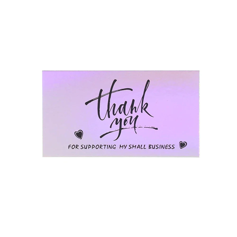 50 Pcs Thank You For Supporting My Small Business Reflective Laser Appreciate Cards Greeting Postcard For Online Retail Shopping