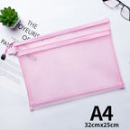 Nylon Mesh File Bag A4 A5 A6 Transparent Zipper Test Paper Information Bag Office Student Pen Bag Subject Bag Puzzle Storage Bag