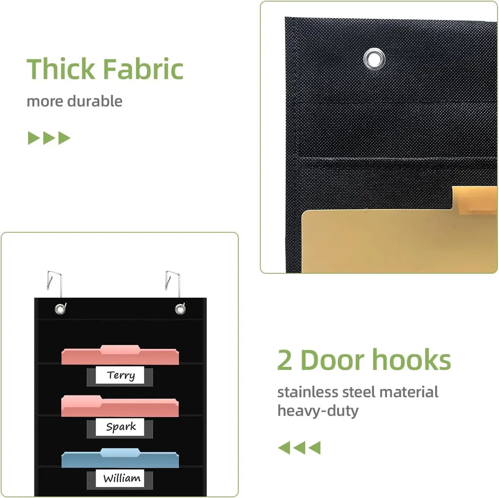12 Pocket File Storage Chart Wall-Mounted Organizer with Hooks And Labels for  Office Organization Hanging Pocket Folder Rack