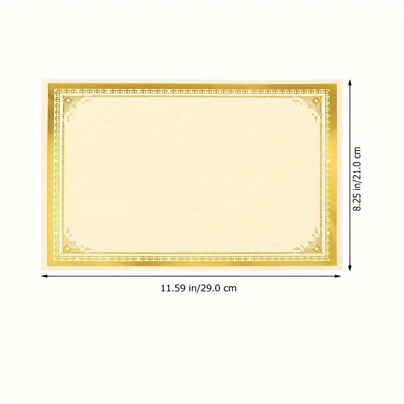 10PCS Award Certificate Paper Blank A4 Paper Diploma Certificate Paper for Graduation Ceremony Office School (250g Gold Foil)