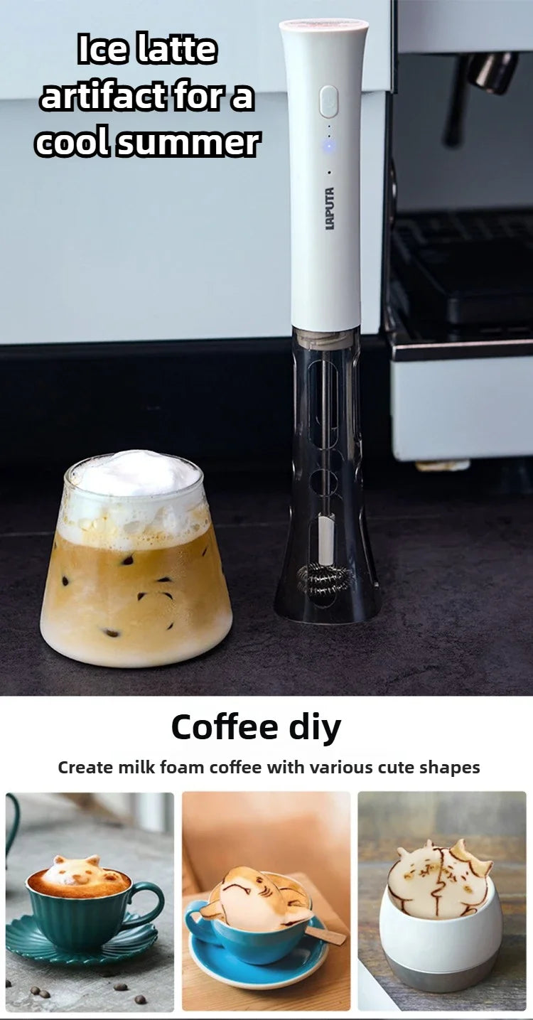 Coffee Milk Frother Portable Electric Milk Frothers Kitchen Miniature Milks Foam Machine Decoration Mixer Blender Coffeeware