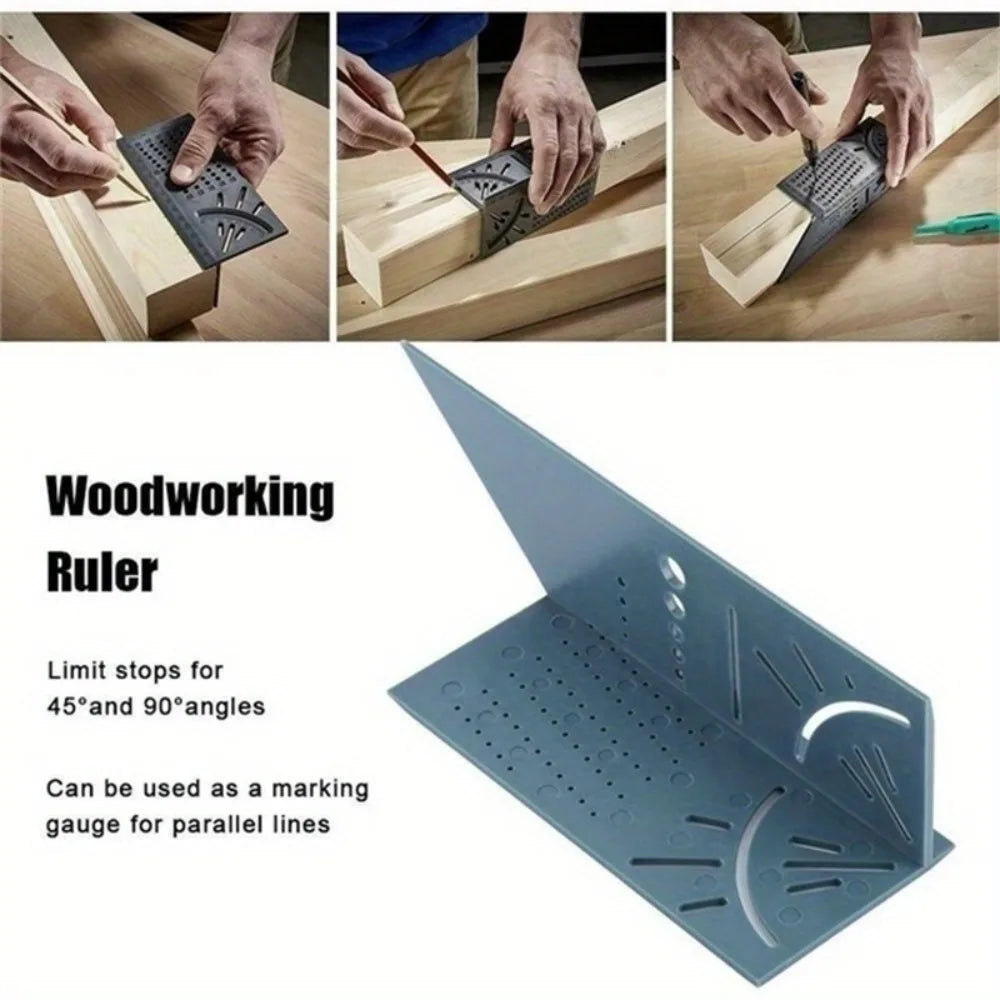 Plastic Woodworking 3D Angle Ruler Woodcraft Scriber T-Type Multifunctional 90 Degree Ruler Angle