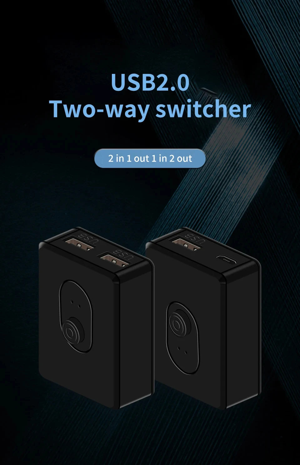 USB 3.0 Switcher KVM Switch 1x2/2x1 Bidirectional USB Hub for Computer Laptop to Keyboard Mouse Printer U Disk USB 2.0 Extender