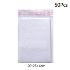 50Pcs Bubble Envelopes White Foam Shipping Bags Poly Bubble Mailers Pad Self Seal Packing Bags for Magazine 15cm 18cm 23cm 25cm