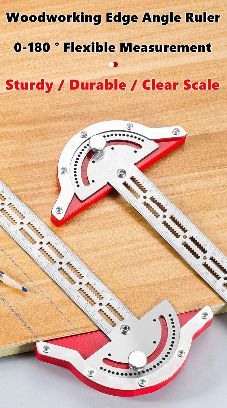0-180 Degree Angle Gauge Woodworkers Edge Ruler Stainless Steel Protractor Angle Finder Ruler Precision Carpenter Measuring Tool