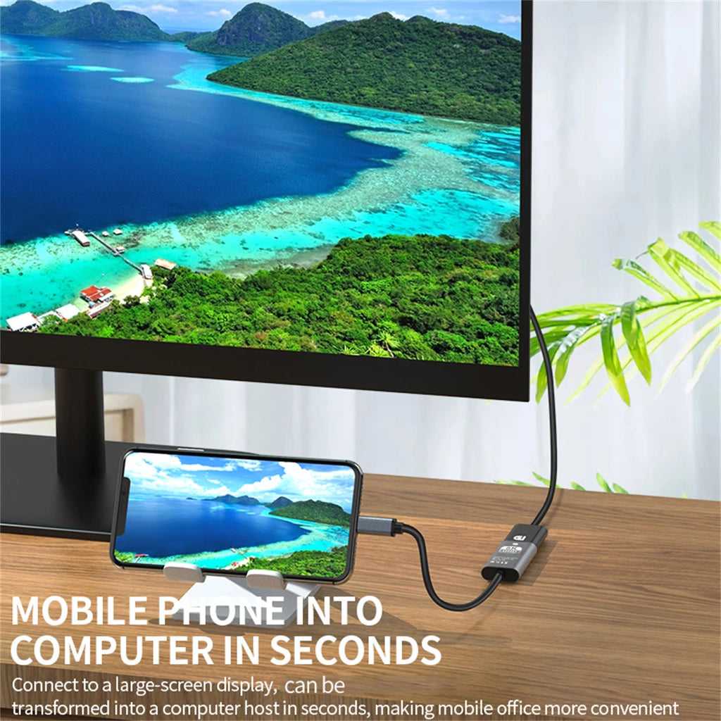 8K@60Hz USB C to DisplayPort 1.4 Adapter 4K@144Hz Thunderbolt 4/3 Converter Type C to DP For MacBook iPhone 15 16 17 iPad Laptop