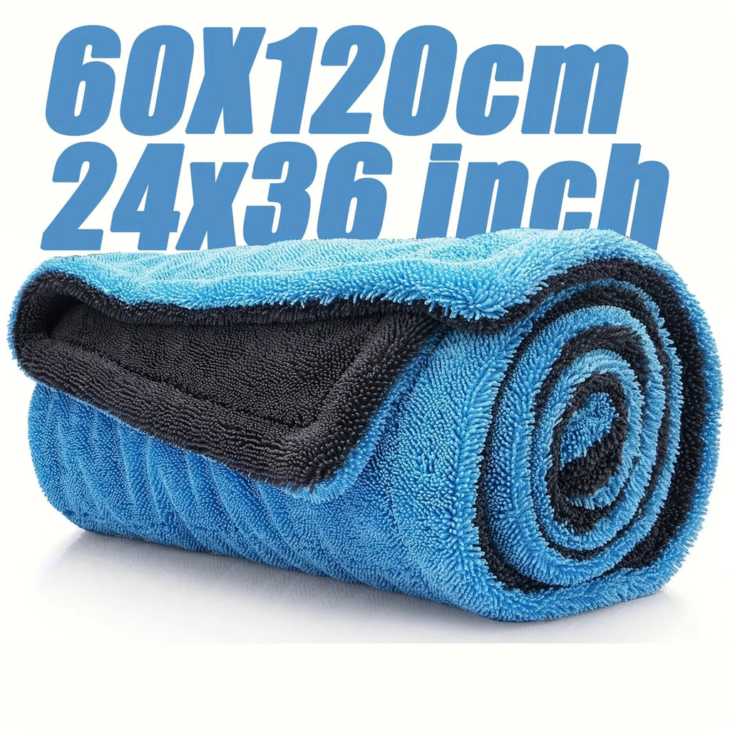 1400GSM Full-Size SUV Truck Drying Towel Double-Sided Microfiber, Twisted Yarn Technology, High Absorbency And Scratch-Resistant