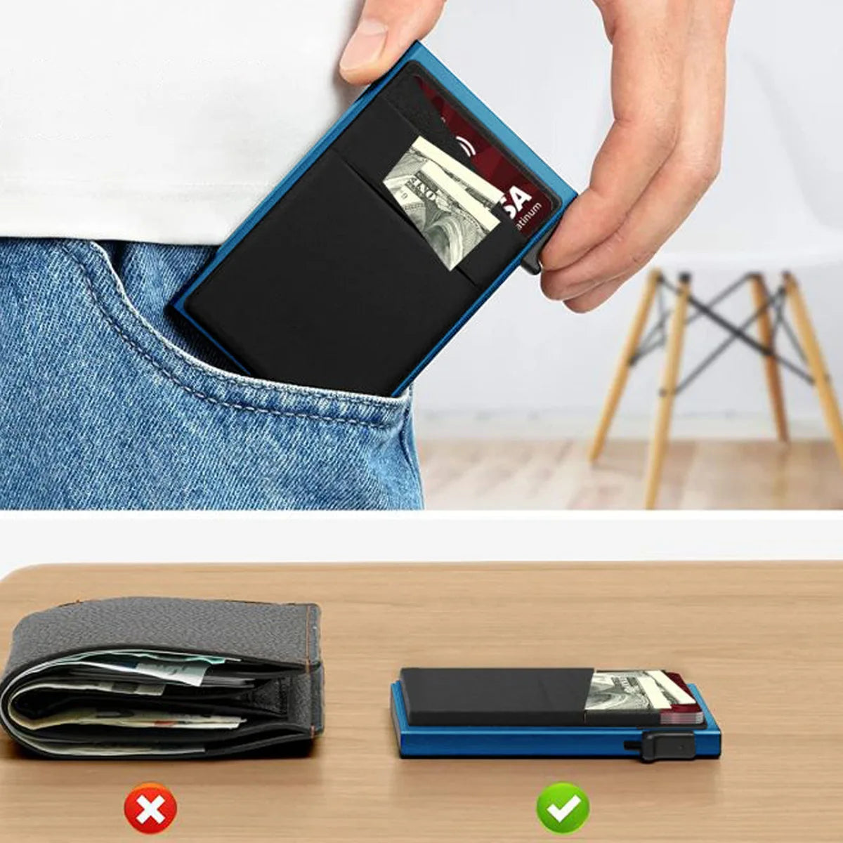 Anti-theft Cards Protectors Card Holder Minimalist Smart Wallet RFID Protection Aluminum Metal Box Cardholder Case Porte Carte