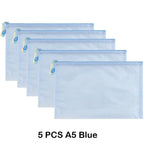 5 PCS A4 A5 A6 Mesh Zipper Pouch Document Bag Waterproof Zip File Folder Storage Bags A4 A5 A6 Office School Supplies Stationery