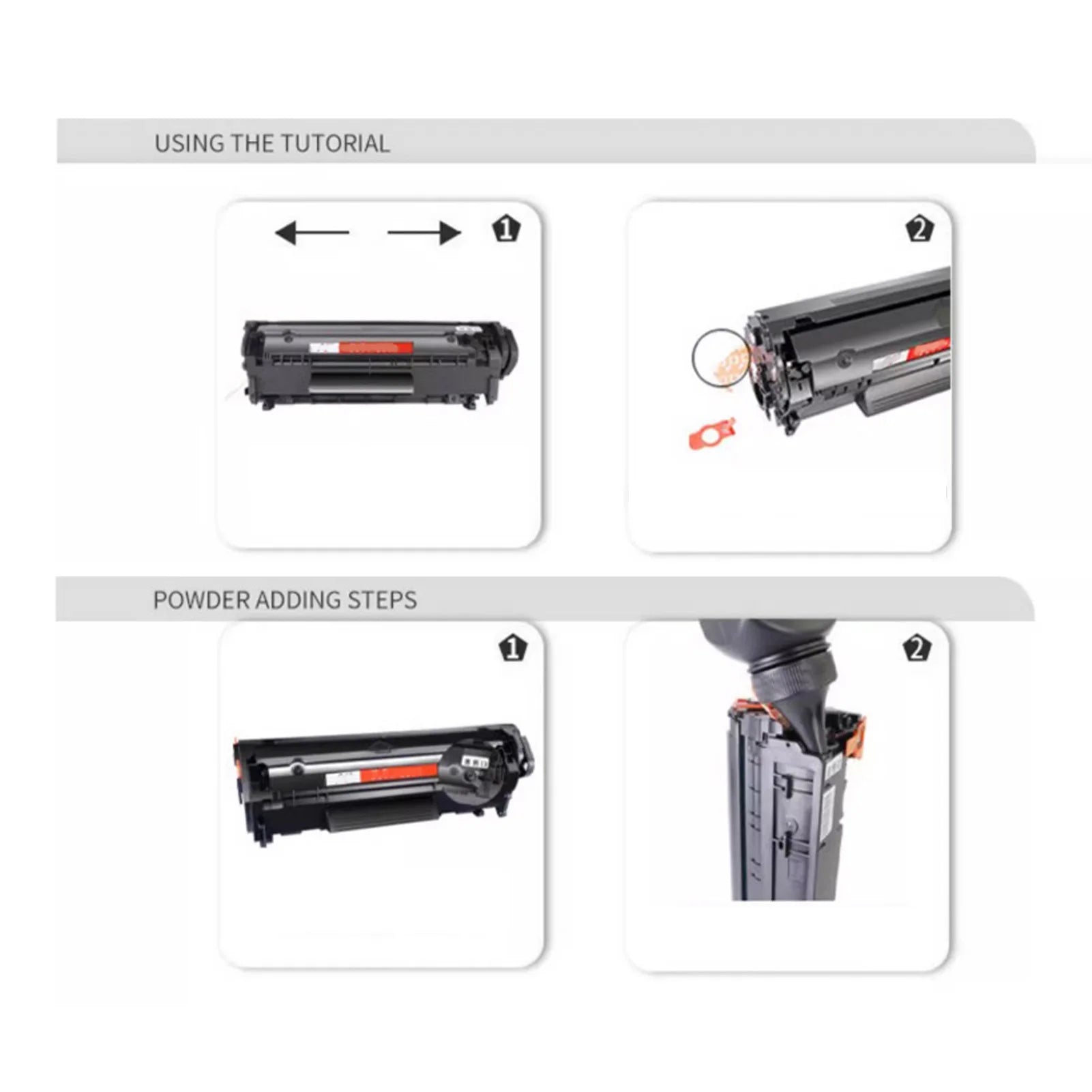 2 Pcs Printer Toner Refill 200g Black Toner Refill Powder for 1610 M2070 4321 3110 3200 PE220 PE120 3150 E210 E230 E260 E350