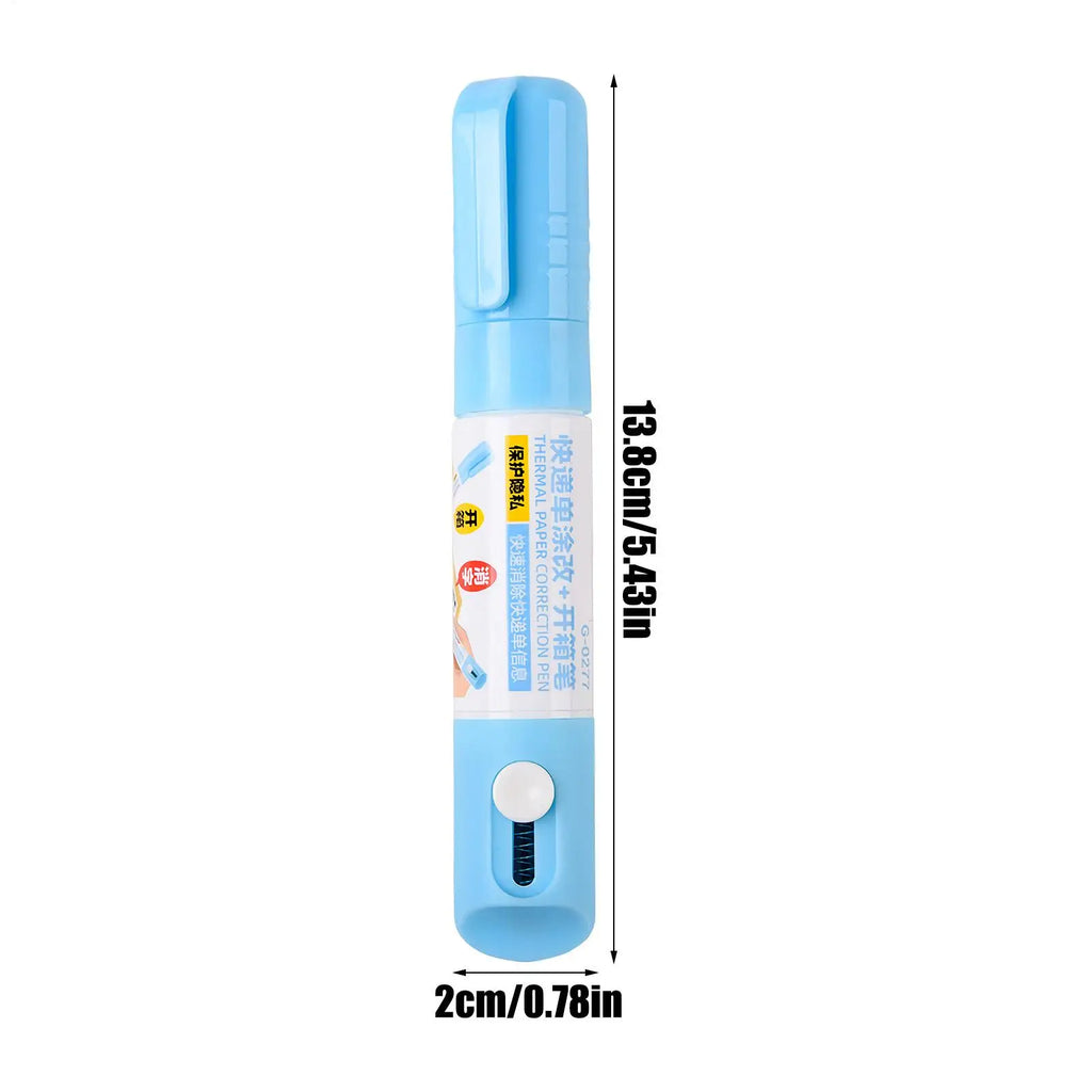 2 In 1 Thermal Paper Correction Fluid with Unboxing Knife Durable Thermal Paper Data Identity Protection Fluid Eraser Box Opener