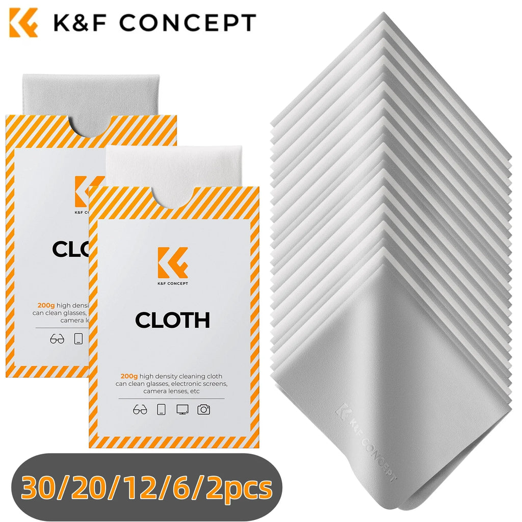K&F CONCEPT 6*7inch Premium Microfiber Cleaning Cloths Lens Cleaning Cloth for Camera Lenses, Eyeglasses, Phone Screens, Cameras
