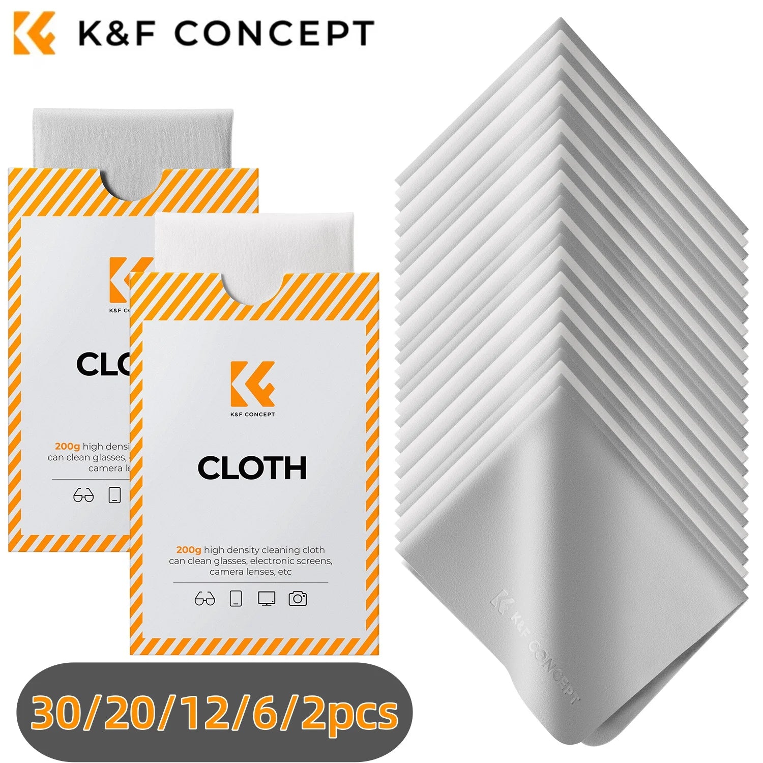 K&F CONCEPT 6*7inch Premium Microfiber Cleaning Cloths Lens Cleaning Cloth for Camera Lenses, Eyeglasses, Phone Screens, Cameras