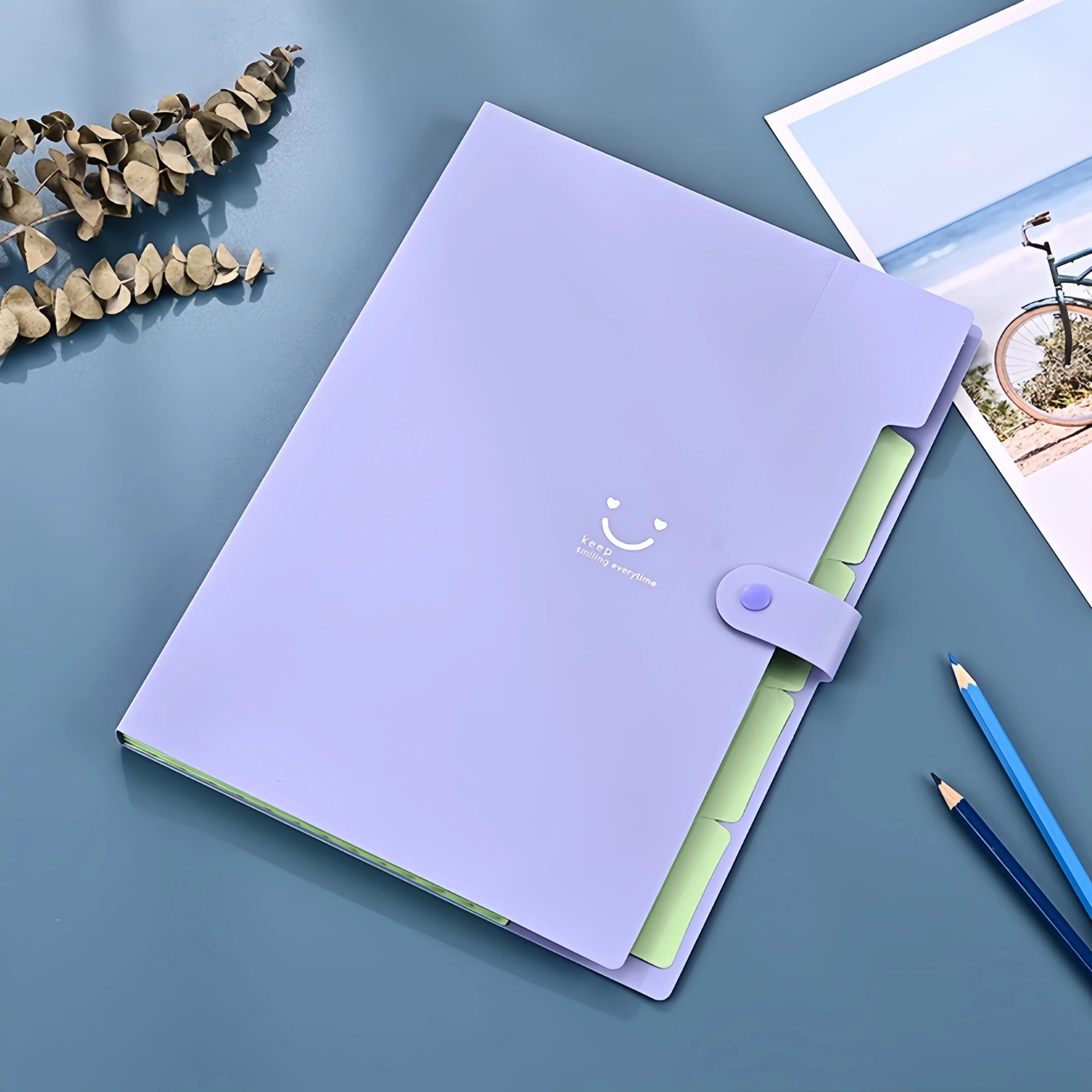 New Minimalist Accordion Bag For Cute And Smiling File Storage, With Multiple Layers.