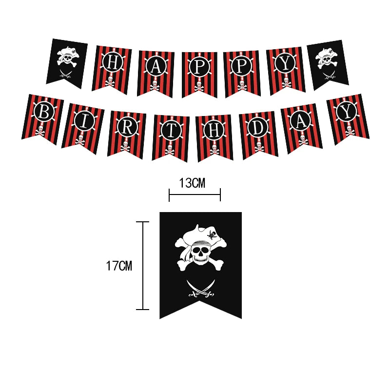 Pirate Theme Disposable Tableware Treasure Map Ship Paper Plate Cup Tablecloth Kids Pirate Birthday Party Decoration Supplies
