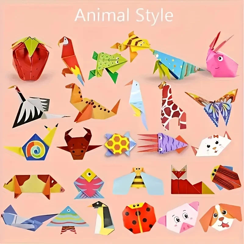Children's colorful origami set, double-sided origami paper and instruction manual, suitable for DIY art and handmade projects