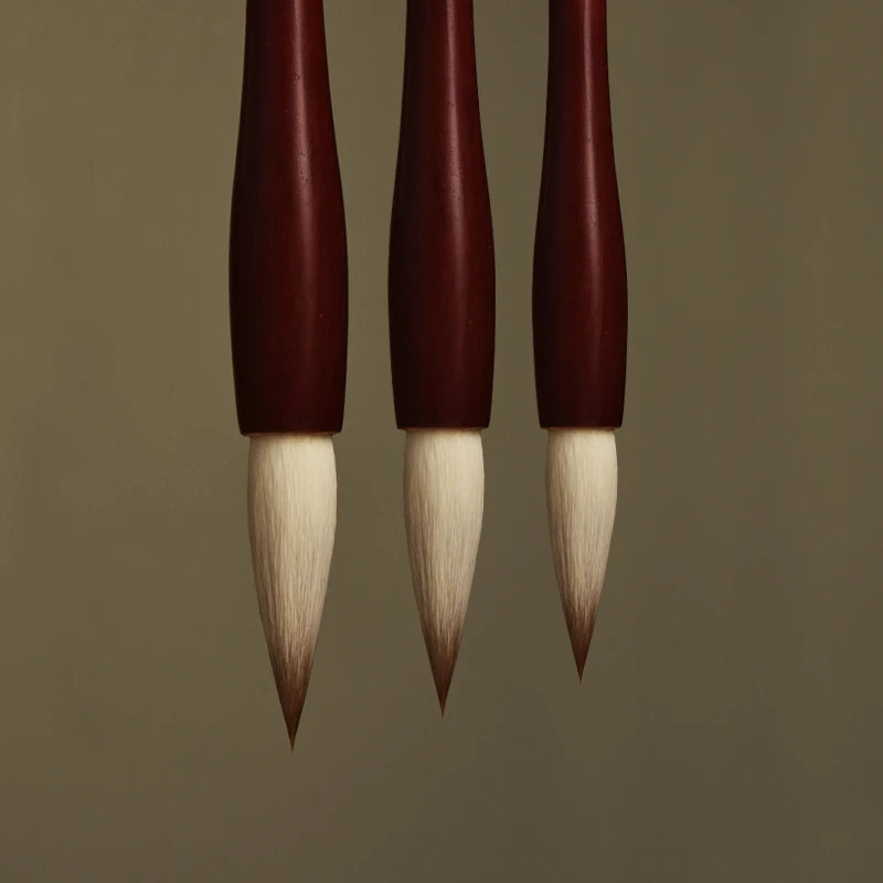 3 Pcs/set Luxurious Redwood Calligraphic Writing Brush L/M/S Weasel Wool Hair Chinese Painting Brush Suit for Learning Exercises